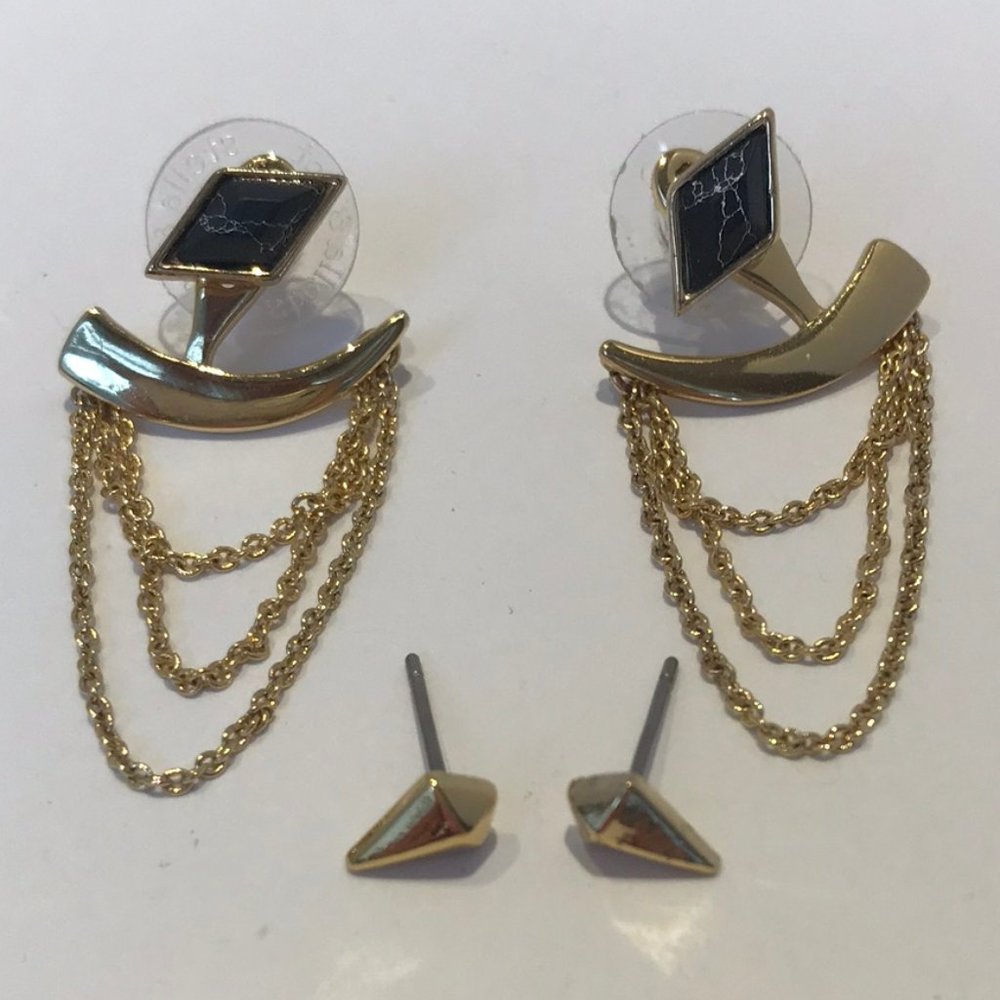 Stella & Dot Gold Drape Ear Jackets